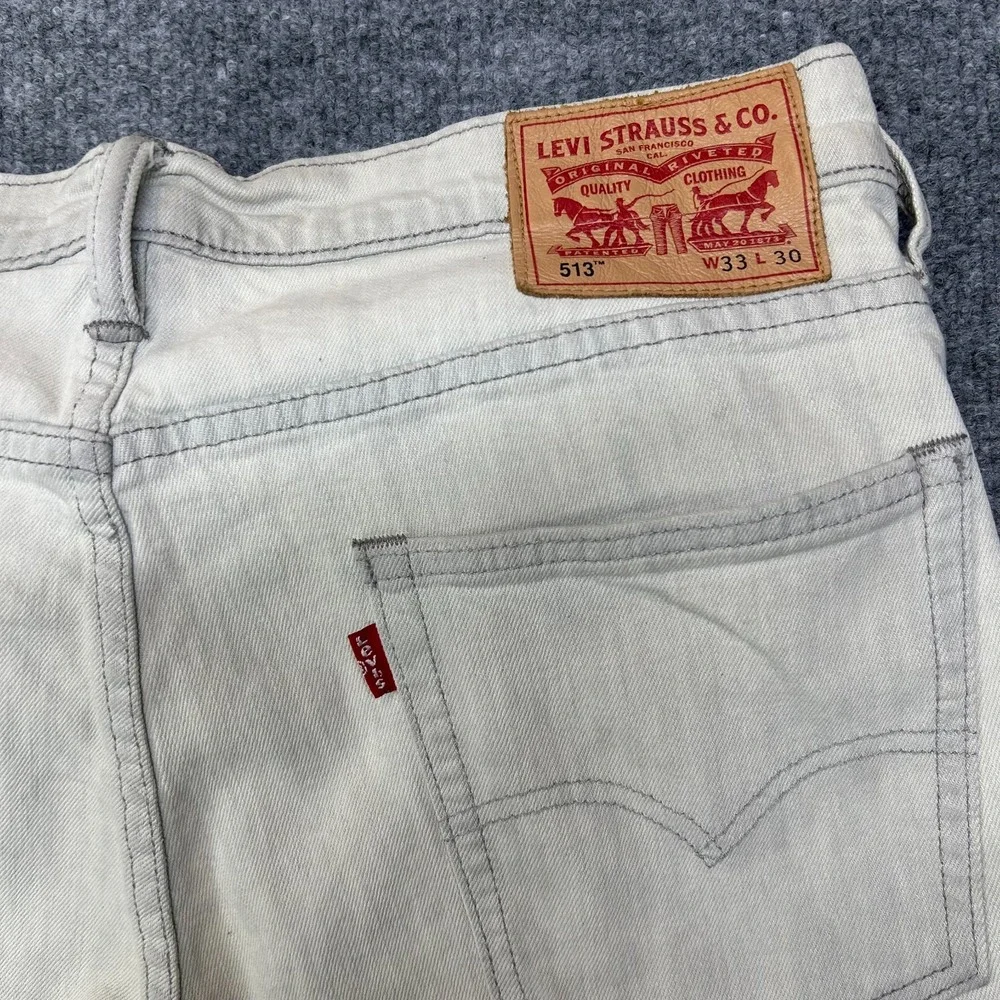 Levi's 513 Jeans Men's Light Gray Denim Straight Pockets Classic Zip Fly - 34X29